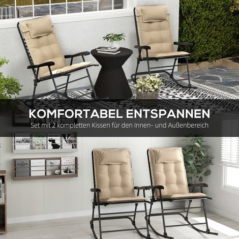Set aus 2 Sonnenliegenkissen, wasserabweisend, Garten-Sonnenliegenkissen, 50x116x5 cm, beige. (1/5)