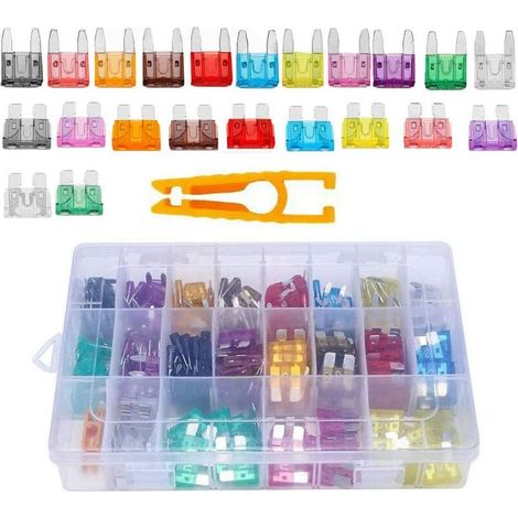 Fusibili per auto da 300 pezzi, fusibile a lama, fusibile a lama standard, kit mini fusibile, kit fusibile standard Mini Il fusibile multicolore professionale standard per auto, camion, barca (1/5)
