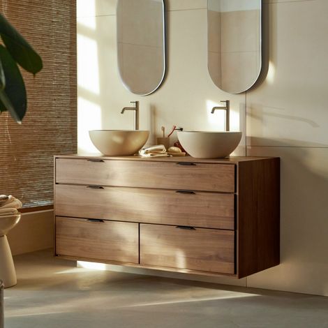 Tikamoon Senson Meuble Salle De Bain en noyer H 59.6 cm × L 120 cm × P 50.5 cm (1/5)