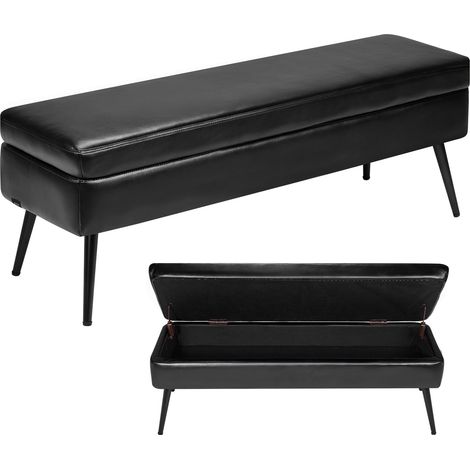 VEVOR Panca Contenitore in Pelle, Panca in Pelle PU con Contenitore e Gambe in Metallo, Panca Moderna per Ingresso, Panca Imbottita per Soggiorno, Sala da Pranzo, Corridoio, Colore Nero