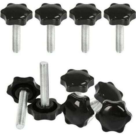10 Pcs M8x40mm Boutons Serrage Vis Tête Moletée,Bouton Main Fileté Ecrou en Etoile Boulon de Serrage Filetage Boutons de Serrage Filetage avec Poignée Serrage de Poignée Visser en Plastique (1/4)