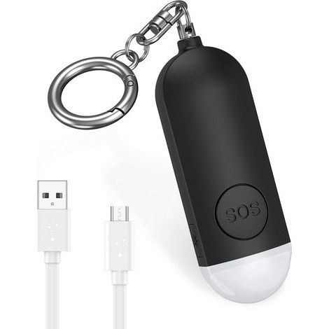 Alarme de poche 130 dB Alarme personnelle d'urgence avec lampe de poche LED Alarme de panique Porte clés de sécurité personnelle Rechargeable (1/5)