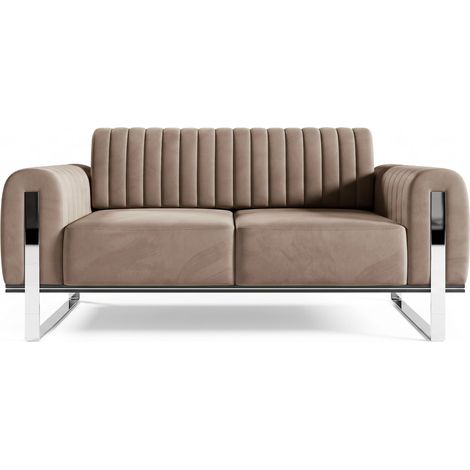 Selsey Parissa - Schlafsofa, Samt Beige verchromte Füße, 164 cm (1/5)