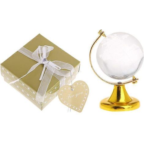 Miniatur-Weltkugel aus klarem Kristallglas mit Ständer, Schreibtischdekoration, Globus-Geschenk.