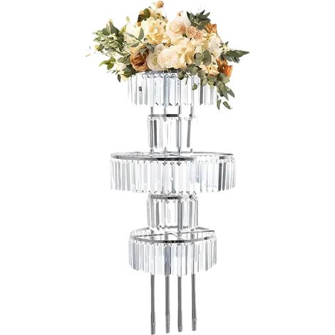 Supporto per fiori a 5 livelli, elegante centrotavola, argento (1/2)