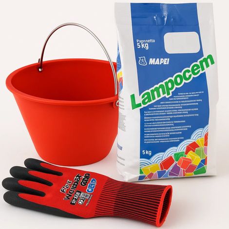 Kit ancoraggi rapidi riparazioni cemento rapido 5 kg guanti xl secchio d 36 cm (1/5)