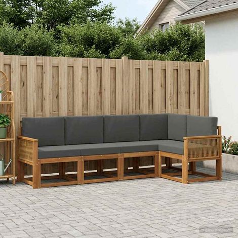 vidaXL Conjunto de sofás de exterior 5 uds. Natural y Antracita (1/5)
