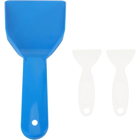 Pelles à glace ergonomiques, bleues, adaptées aux réfrigérateurs, lot de 3, en polypropylène, pour le dégivrage à domicile et en magasin. (1/5)