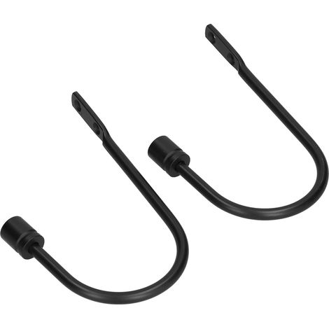 Crochets muraux en aluminium en forme de U pour rideaux, fixation murale pour tringles, lot de 2, noir. (1/5)