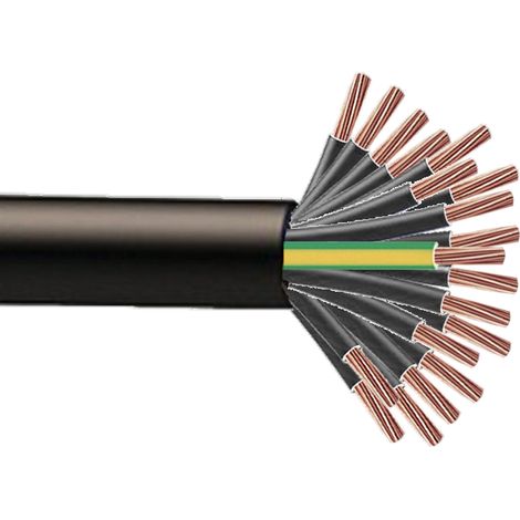 Bis-Electric – Cable RO2V 19G1.5mm² à la coupe 10m – Isolation PVC – Tension 600/1000V – Souplesse Classe 2 – Normes NF C32-321
