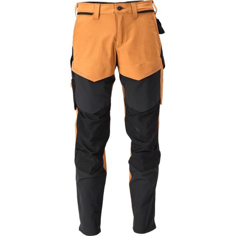 Pantalon de travail avec poches genouillères MASCOT Customized - 22379-311/2-Noir / Orange-46-76