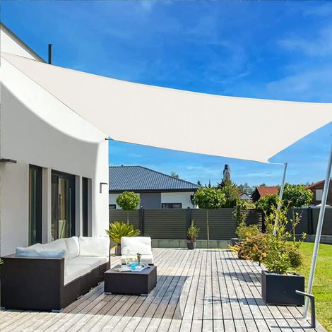 Voile d'ombrage Rectangulaire 2x2m Toile Ombrage Respirant HDPE Protection 95% UV pour Jardin Extérieur Terrass, Crème (1/5)