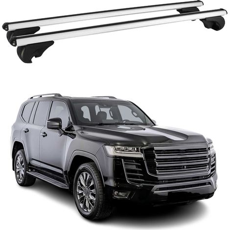 OMAC Aluminium Dachträger Querträger für Toyota Land Cruiser J300 2022-2026 – TÜV / DIN 75302:2019 – Abschließbar – Max. 75 kg – 2 Stangen Silber (1/5)