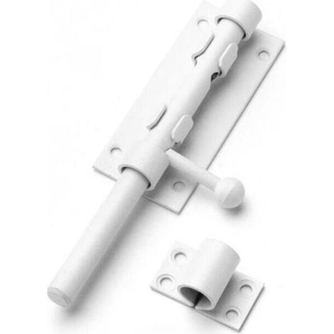 Pair Loquet de porte en acier inoxydable, loquet à pêne coulissant, loquet coulissant de sécurité (blanc) (1/5)