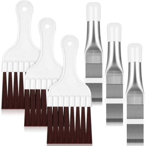 Peigne à ailettes de condenseur de climatiseur, brosse de nettoyage d'ailettes Nettoyeur d'ailettes de climatiseur Fouet de nettoyage de bobine de réfrigérateur Brosse à ailettes métalliques Outil de (1/4)