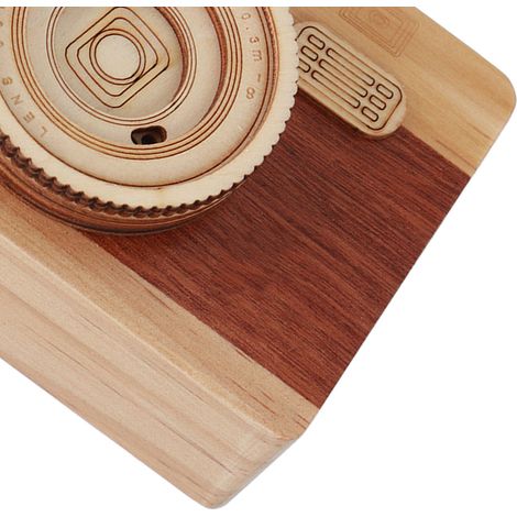 Boîte à musique en forme d'appareil photo en bois, design rétro, mélodie classique, cadeau d'anniversaire, décoration intérieure, courte durée. (1/5)
