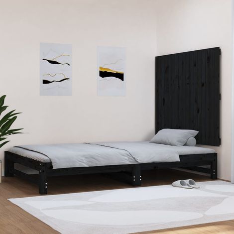 Tête de lit murale  Armoire de tête de lit Noir 108x3x90 cm Bois massif de pin 90493 (1/5)
