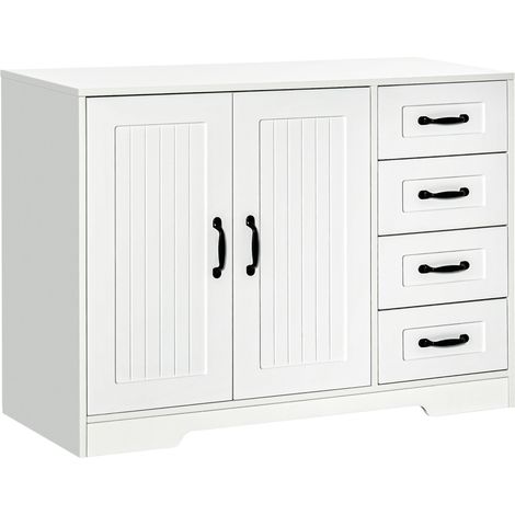 Weißes Sideboard mit 4 Schubladen und verstellbarem Regal 105x40x76 cm MODENUIT (1/5)