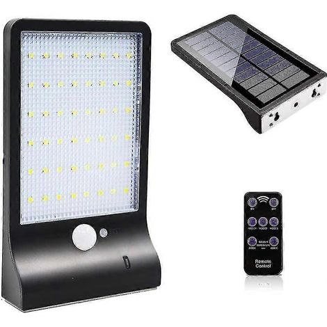 Solar-Außenleuchte mit 48 LEDs, Bewegungsmelder, dimmbar, mit kabelloser Fernbedienung, wasserdicht (1/4)