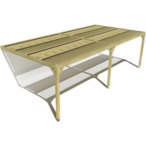 Pergola bois • 8m x 4m • adossée • sens largeur • lames orientables bioclimatiques incluses • livraison comprise (1/3)