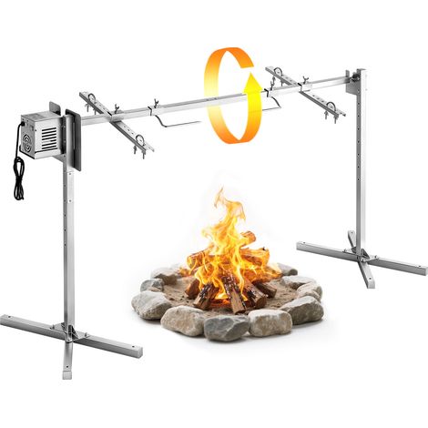 VEVOR Asador Giratorio Electrico 8 Niveles de Altura, Capacidad de Carga de 60 kg, Motor de 38 W, Acabado en Acero Inoxidable, Rotación Suave de 360°, Parrilla para Fiestas, Acampadas, Barbacoas (1/5)