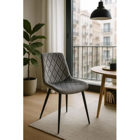 Sillas - Silla Min Terciopelo - Gris (1/5)