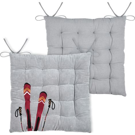 Galette de chaise ski en coton Gris 38x38 cm (1/2)
