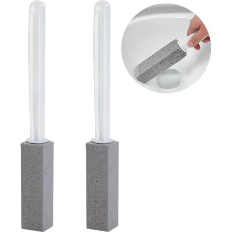 Lot de 2 pierres ponces pour toilettes, pierre ponce de nettoyage avec poignée, bloc de pierre ponce et brosse de nettoyage-AquaForge (1/5)