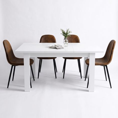 FurnitureR Ensemble de salle à manger avec table pliante à rangement et 4 chaises en similicuir daim Table pliante avec rangement dissimulé et 4 chaises confortables pour les salles à manger modernes (1/5)