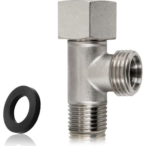 Connecteur en T 3 Voies, Vanne D'inversion WC en Cuivre 3/8" avec Dents Latérales 1/2" Vanne, Inverseur 3 Voies, Connecteur de Tuyau, pour Réservoir de WC, Lave-Linge, Robinetterie de Douche (1/5)