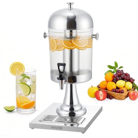 Distributeur de Boissons Capacité 8 L, Fontaine à Eau en Acier Inoxydable et Plastique, avec Robinet, Compartiment à Glace et Plateau, Distribution de Jus Limonade Thé Glacé, Restaurant Café (1/5)