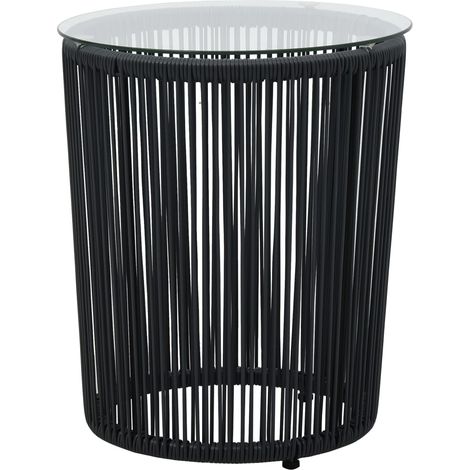 vidaXL 3 Piece Bistro Set with Cushions PE Rattan Black (1/4)