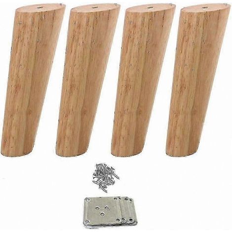 Ensemble de 4 pieds de meubles en bois, de forme fuselée, convenant aux canapés, chaises ou tables, fabriqués en bois massif durable, de 10 cm de hauteur. (1/5)