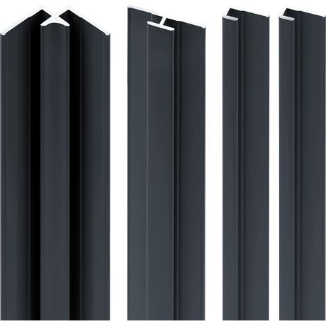 Schulte – Lot de 2 profilés de finition + 1 profilé d'angle + 1 profilé d'extension pour panneau mural de douche – Aluminium anthracite – Hauteur 210 cm