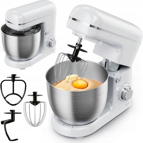 Robot culinaire SilverCrest SKM 600 C2 600W blanc, élégant et de grande taille, avec accessoires