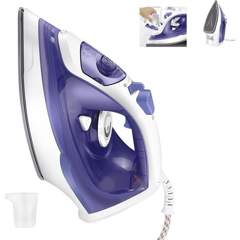 Fer à vapeur, 2400 watts de puissance, plaque inférieure en céramique super lisse, fonction autonettoyante, fonction de pulvérisation, fonction anti-goutte, fonction vapeur verticale, réservoir d'eau (1/5)