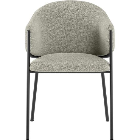 Sedia Medea in tessuto bouclé color grigio chiaro con struttura in metallo antracite, sedia moderna dal design elegante - Medea (1/5)