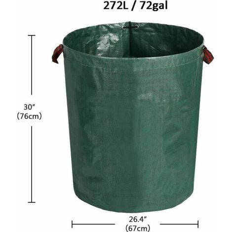 royaluxe - Sacs à ordures verts, sacs à ordures de jardin de grande capacité 300,400,500L, 272L Extérieur (1/4)
