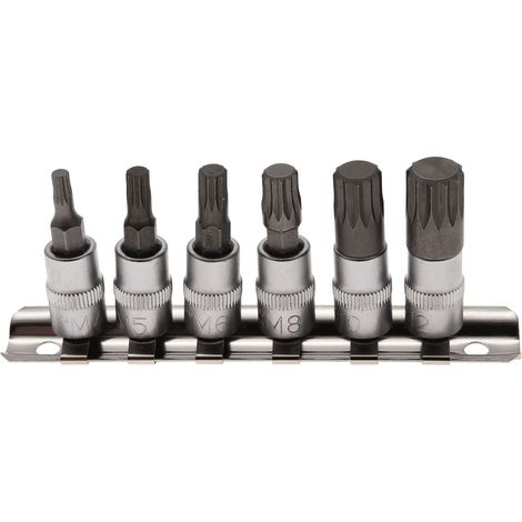Bgs Technic – Jeu de 6 embouts multidents XZN 1/4 – Douilles mâles M4-M5-M6-M8-M10-M12 – Acier chrome vanadium – Finition chrome mat (1/2)