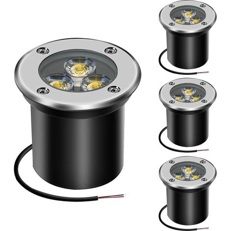 4er-Pack LED-Einbaustrahler für den Außenbereich, 3 W, IP65, rund, 300 Lumen, Gartenbeleuchtung für Garten, Weg, Hof, Garage (Warmweiß) [Energieklasse F] (1/5)