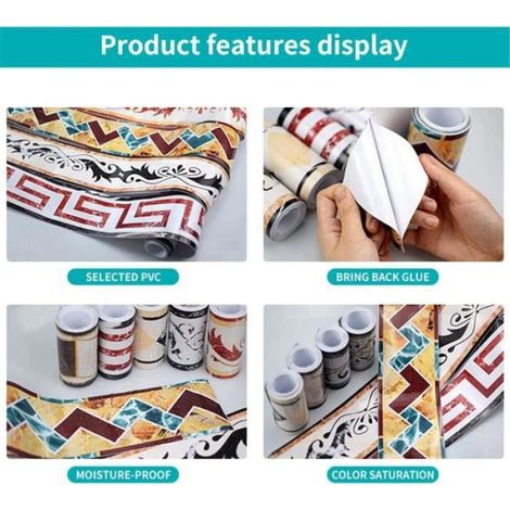 Frise Murale - PVC Auto-adhésive - Imperméable - Pour Cuisine et Salle de Bain - 12 cm x 500 cm (1/3)