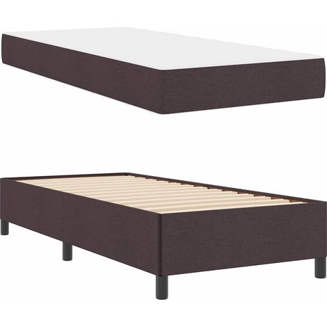 Lit simple,Lit adulte,Lit à ressorts Marron 80 x 200 cm Tissu, Bois Engineered (1/4)