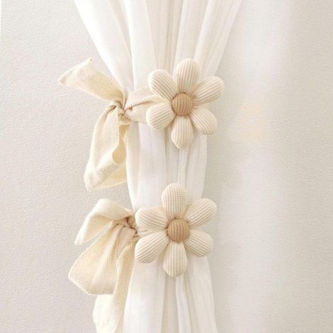 Attache Pour Rideau - Coton - Motif Fleuri - Ajustable - Pour Intérieur Et Extérieur - Lot De 2 (1/5)