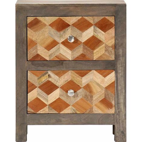 Maison Exclusive - Comodino Grigio 40x30x50 cm in Legno Massello di Mango (1/5)