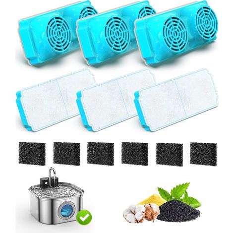 Packung mit 6 rechteckigen Filterkartuschen für Trinkbrunnen für Haustiere — Ersatzfilter für quadratische Wasserspender (Universell für Katzen und Hunde) (1/5)