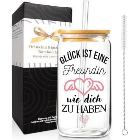 Trinkbecher 500ml Borosilikatglas Deckel Geschenke für Freundinnen (1/5)