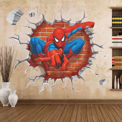 – Autocollants muraux 3D Spiderman – Stickers écologiques résistants à l'eau – Décoration chambre enfant – Faciles à appliquer et retirer - 3 D