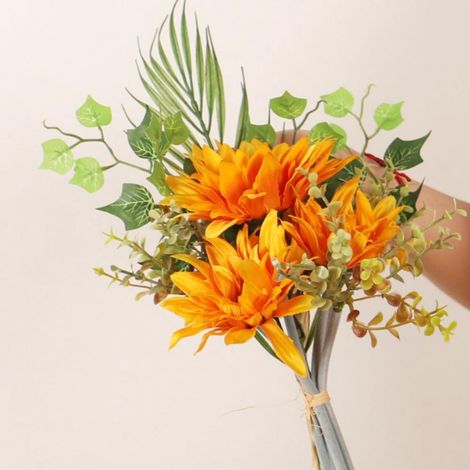Fleurs Artificielles - Tournesols Faux - Décoration Intérieure Extérieure - Bouquet Mariage Fête Maison - 40 cm - 6 Branches (1/3)