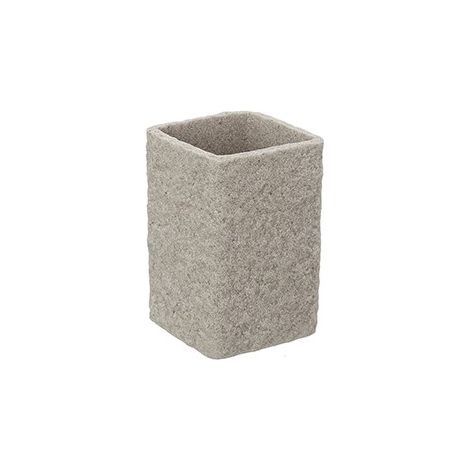 Porta spazzolino bagno in poliresina beige effetto pietra Linea Sabbia Feridras