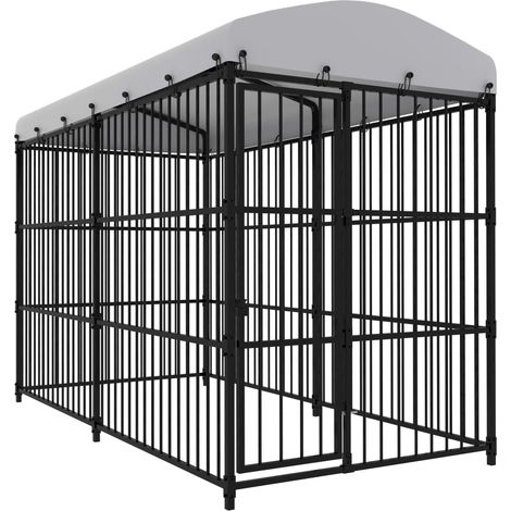Jaula para perrera exterior con techo para perros 300 x 150 x 210 cm negro 020041728